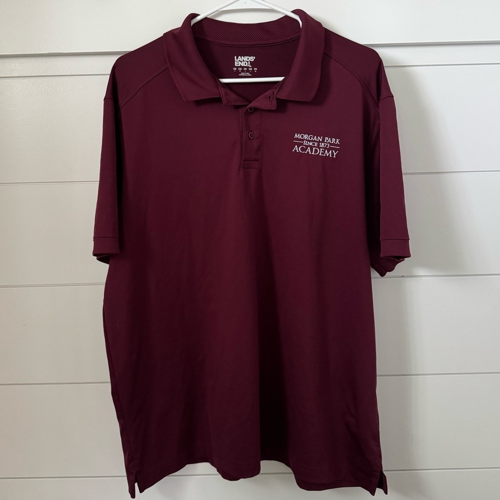 Lands' End Morgan Park Burgundy Polo Shirt Classic Cotton Blend, Men’s L - Picture 1 of 3
